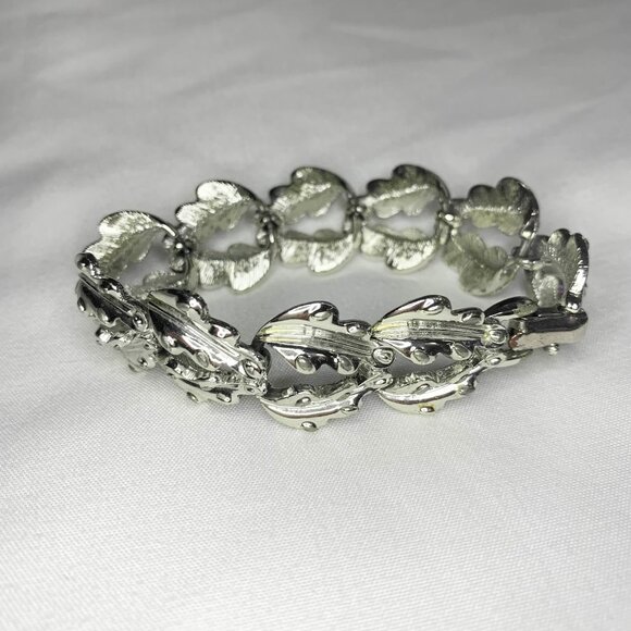 VTG Coro Silver Tone Art Deco Bracelet Statement Piece Costume Jewelry - Picture 1 of 7